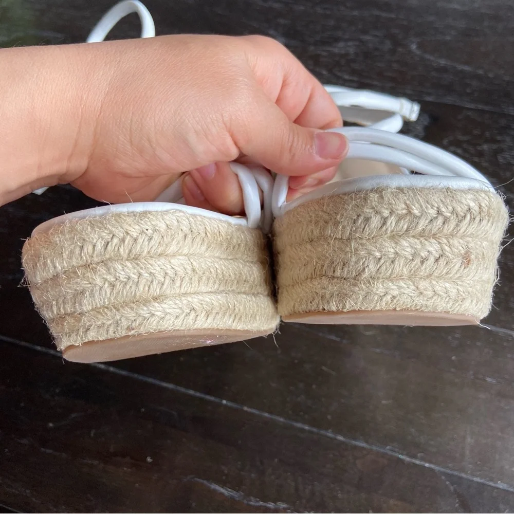 BP Cohan Platform‎ Espadrille Wedge Sandals White Summer Size 11M